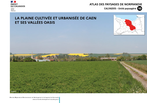 Iluustration de la plaine cultivée et urbanisée de Caen extraite de l'Atlas de paysages