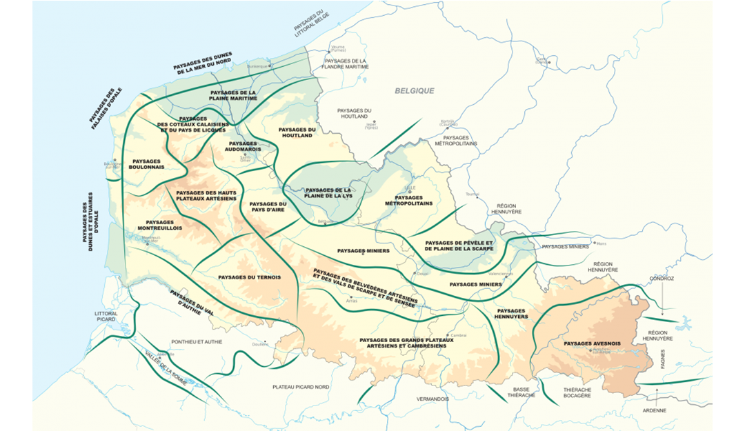 Carte des grands paysages régionaux Nord Pas de Calais